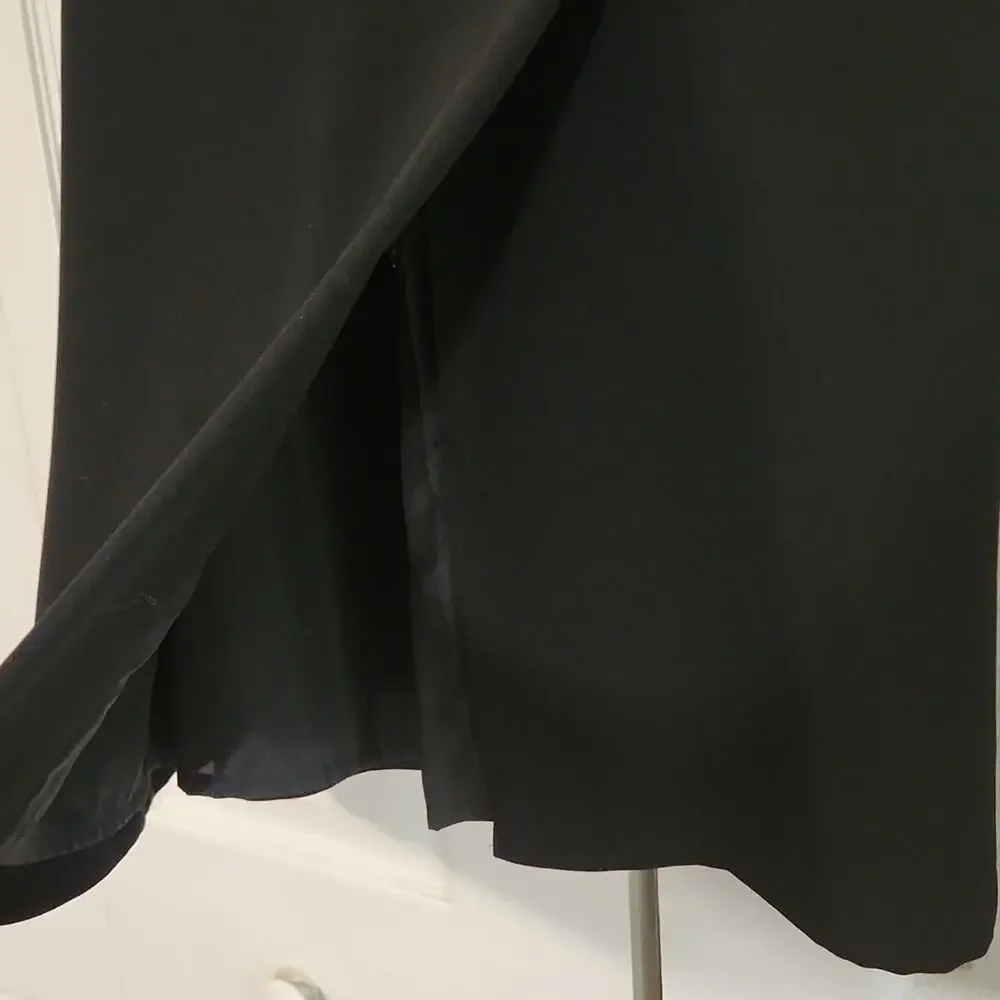 Vintage Women's Sport Collection Black Faux Wrap Skirt Size 14 Side Zip Academia